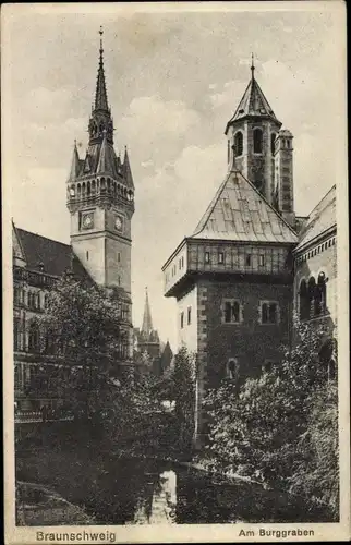 Ak Braunschweig in Niedersachsen, Am Burggraben