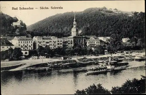 Ak Bad Schandau Sächsische Schweiz, Panorama, Salondampfer Riesa