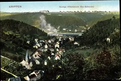 Ak Krippen Bad Schandau Sächsische Schweiz, Sendigs Villenkolonie
