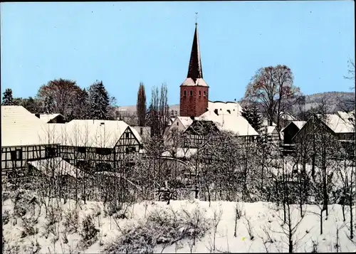 Ak Lohmar in Nordrhein Westfalen, Winterpanorama mit Kirche