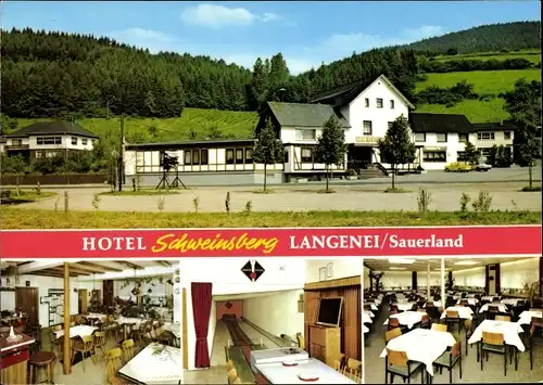 Ak Langenei Lennestadt Sauerland, Hotel Schweinsberg, Haus der Bundeskegelbahnen, Restaurant