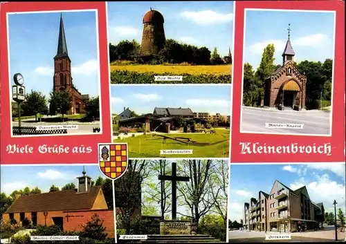 Ak Korschenbroich am Niederrhein, Alte Mühle, Kindergarten, Ortskern, Martin Luther Haus, Ehrenmal