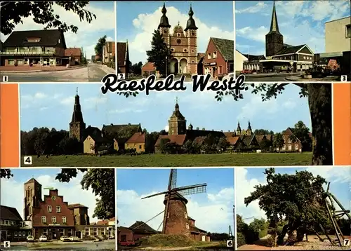Ak Raesfeld im Münsterland, Partie an der Apotheke, Schlosskapelle, Ortsmitte, Alte Mühle