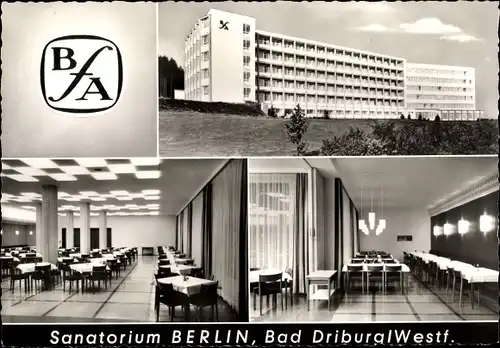 Ak Bad Driburg in Westfalen, Sanatorium Berlin BfA, Außenansicht, Speisesaal