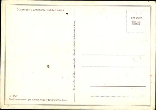 Ak Düsseldorf am Rhein, Schneider Wibbel Gasse, Uhr