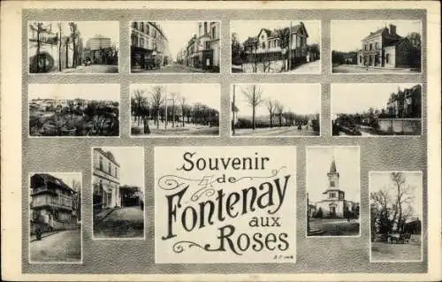 Ak Fontenay aux Roses Hauts de Seine, Souvenirs, Mairie, Gare, Église