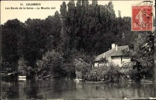 Ak Colombes Hauts de Seine, Bords de la Seine, Moulin Joli