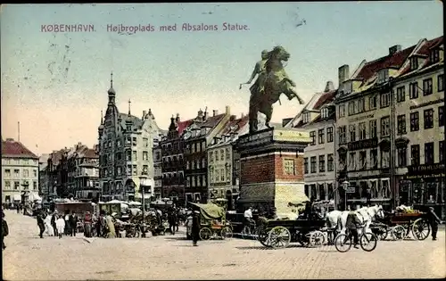 Ak København Kopenhagen Dänemark, Højbroplads med Absalons Statue