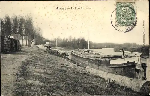 Ak Annet Seine et Marne, Le Port, Le Paire, Péniches