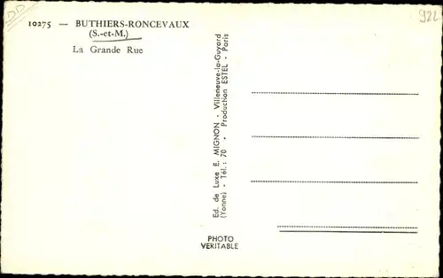 Ak Buthiers Roncevaux Seine-et-Marne, La Grande Rue