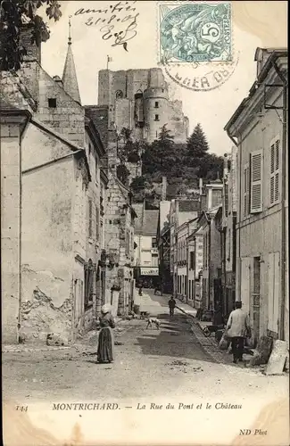 Ak Montrichard Loir-et-Cher, Rue du Pont et le Château