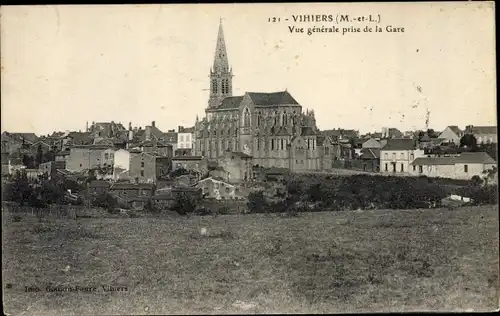 Ak Vihiers Maine et Loire, Vue generale prise de la Gare
