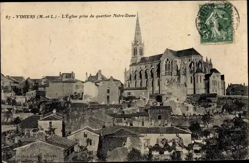 Ak Vihiers Maine et Loire, L'Eglise, Quartier Notre Dames