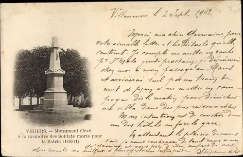 Ak Vihiers Maine et Loire, Monument eleve a la Memoire des Soldats morts pour la Patrie