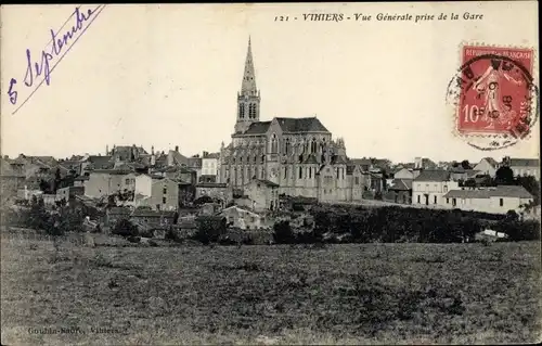 Ak Vihiers Maine et Loire, Vue generale prise de la Gare