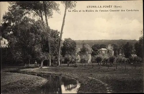 Ak Lyons la Forêt Eure, Ancien Couvent des Cordeliers, Parc et Rivière