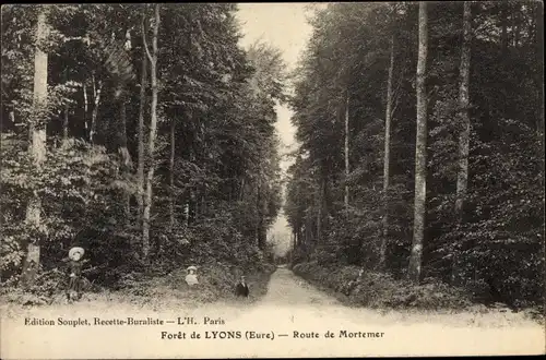 Ak Lyons la Forêt Eure, Route de Mortemer