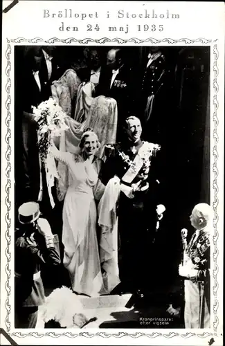 Ak Hochzeit 1935, Ingrid von Schweden, Frederik IX von Dänemark