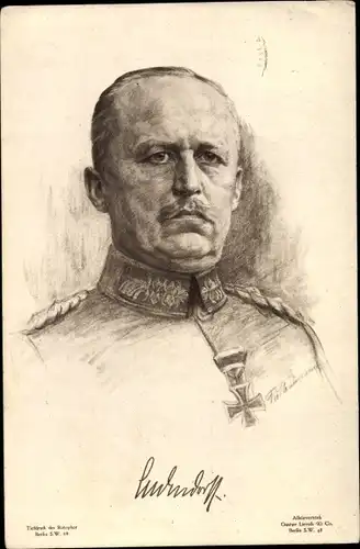 Künstler Ak General Erich Friedrich Wilhelm von Ludendorff, Portrait