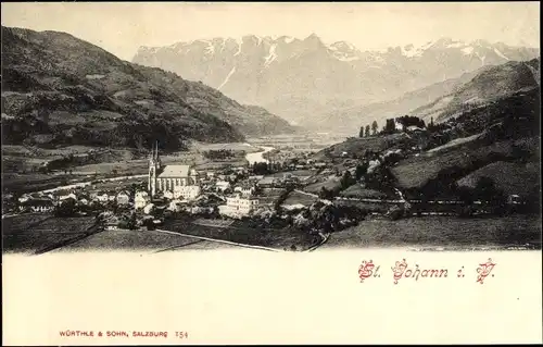 Ak Sankt Johann in Tirol, Alpenpanorama vom Ort
