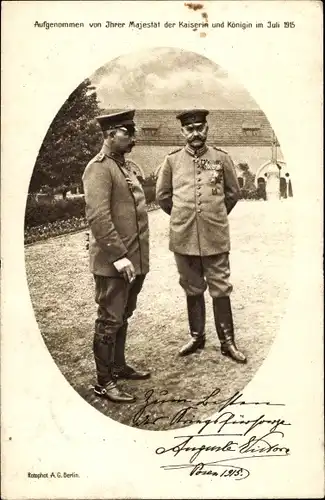 Ak Poznań Posen, Kaiser Wilhelm II. mit Generalfeldmarschall Paul von Hindenburg, Juli 1915