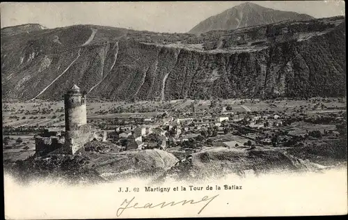 Ak Martigny Kanton Wallis, Panorama, La Tour de la Batiaz