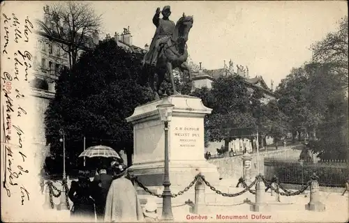 Ak Genève Genf Stadt, Monument Dufour