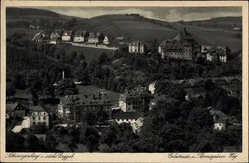 Ak Schwarzenberg im Erzgebirge Sachsen, Erlastraße und Bermsgrüner Weg