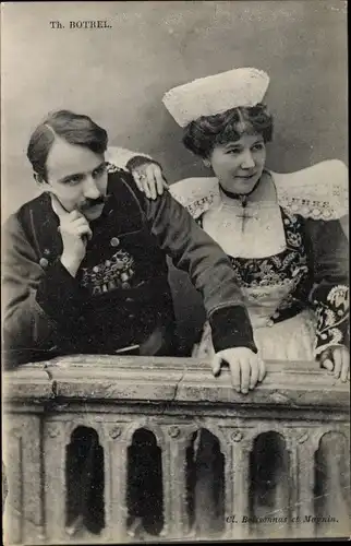 Ak Théodore Botrel und Frau in Tracht