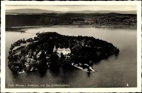 Ak Insel Mainau im Bodensee, Fliegeraufnahme der Insel