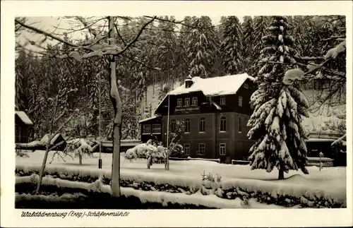 Ak Waldbärenburg Bärenburg Altenberg im Erzgebirge, Schäfermühle, Winter