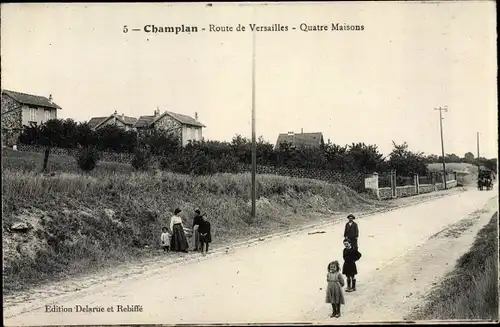 Ak Champlan Essonne, Route de Versailles, Quatre Maisons