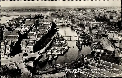 Ak Dordrecht Südholland Niederlande, Fliegeraufnahme, Panorama vanaf Grote Kerktoren, Nieuwe Haven