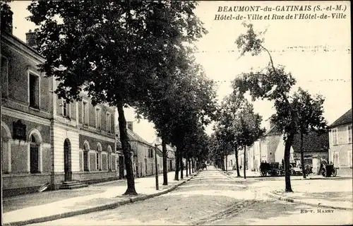 Ak Beaumont du Gâtinais Seine et Marne, Rue de l´Hôtel de Ville