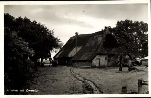 Ak Zweelo Drenthe, Haus mit Reetdach