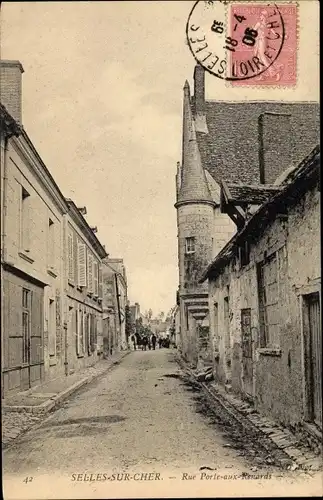 Ak Selles sur Cher Loir et Cher, Rue Porte aux Renards