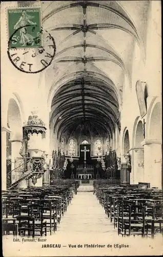 Ak Jargeau Loiret, Vue de l´Interieur de l´Eglise