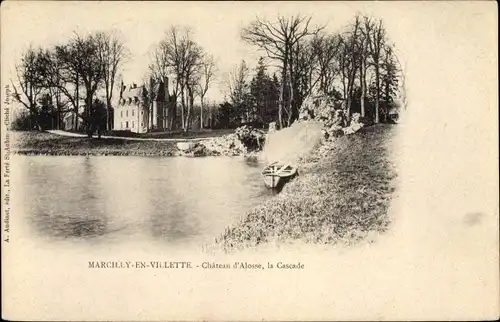 APassepartout Ak Marcilly-en-Villette Loiret, Chateau d´Alosse, la Cascade