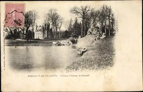 Passepartout Ak Marcilly-en-Villette Loiret, Chateau d´Alosse, la Cascade