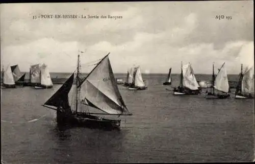 Ak Port en Bessin Calvados, Sortie des Barques