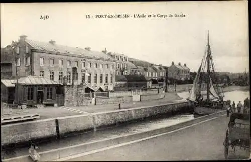 Ak Port en Bessin Calvados, Asile et le Corps de Garde