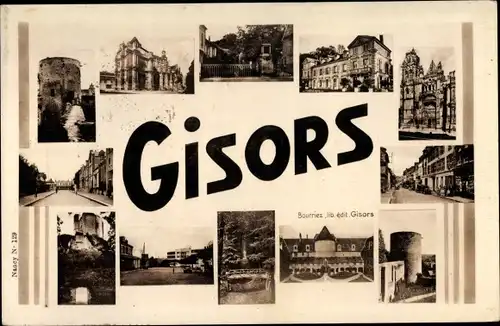 Ak Gisors Eure, Montage, Église, Château, Tour