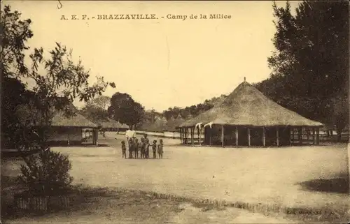 Ak Brazzaville Französisch Kongo, Camp de la Milice