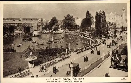 Ak Wembley Brent London City, British Empire Exhibition, Lake from Canada