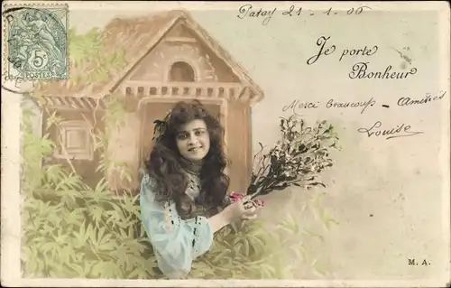 Ak Glückwunsch, Je porte bonheur