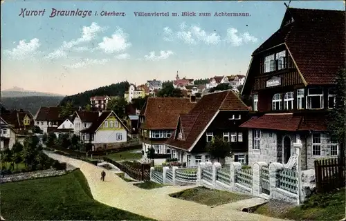 Ak Braunlage im Oberharz, Villenviertel mit Blick zum Achtermann