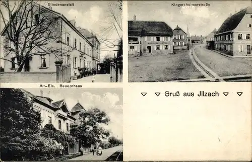 Ak Modenheim Illzach Elsass Haut Rhin, Blindenanstalt, Kingersheimer Straße, Atlelsäss. Bauernhaus