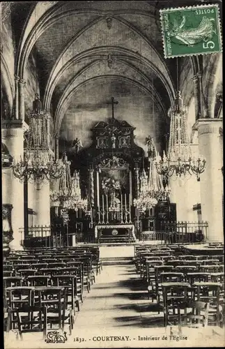 Ak Courtenay Loiret, Interieur de l´Eglise