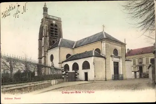Ak Crecy en Brie Seine et Marne, L'Eglise, vue générale
