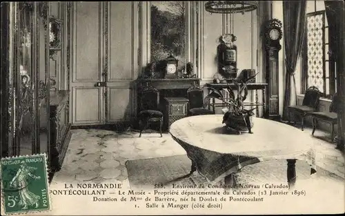 Ak Condé-sur-Noireau Calvados, Pontécoulant, Musée, Salle à Manger